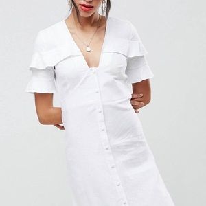 Linen button tea dress